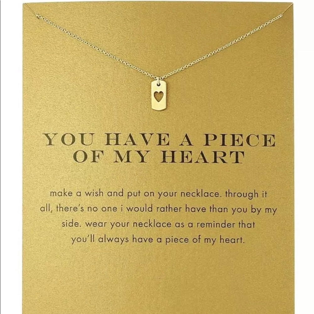 Heart necklace dog tag mini pendant charm gold